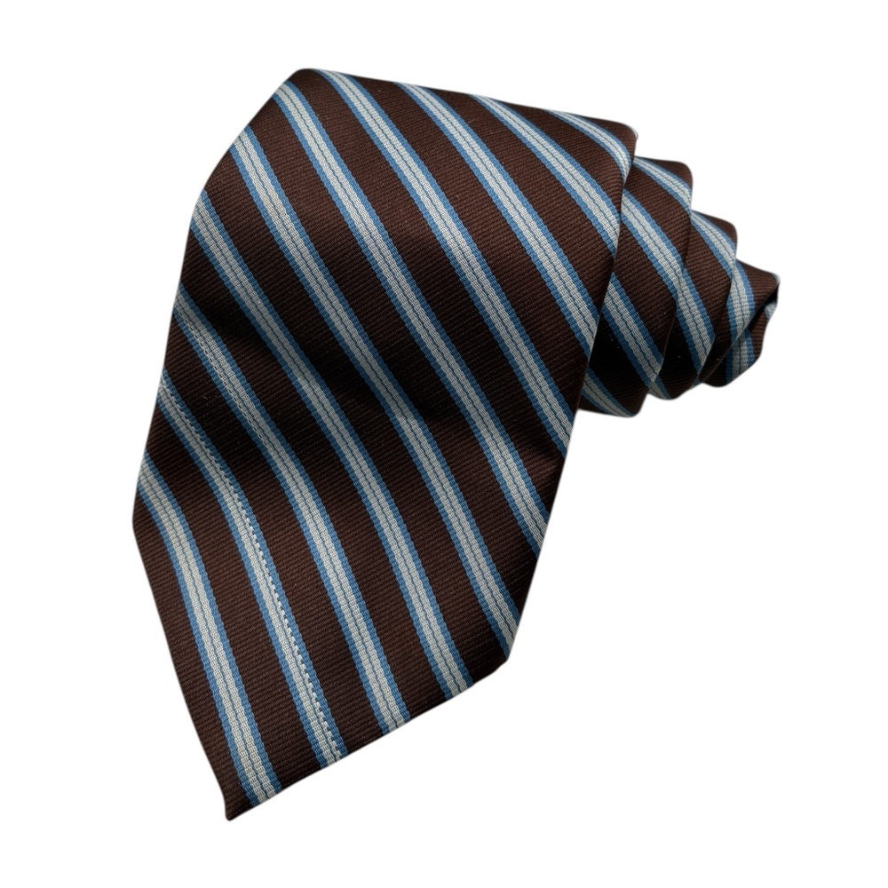 Brown and Blue Striped Men's Tie